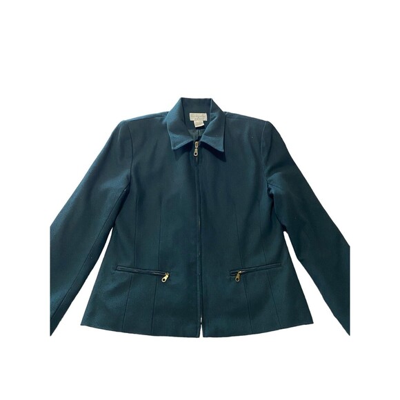 Vintage Coat 100% Silk Blazer Womens Size L Nylon Lined By Christopher And Banks - Picture 2 of 12